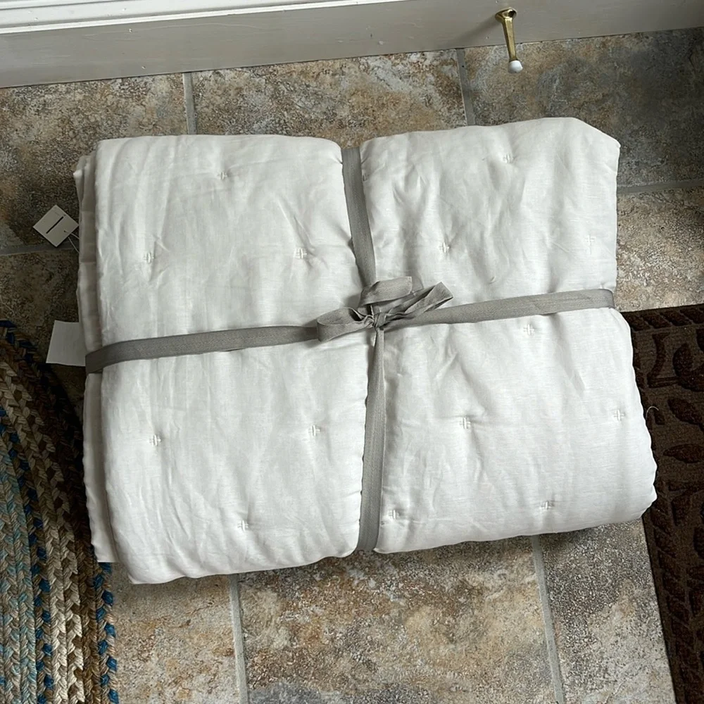 Anthropologie Relaxed Linen Cotton Quilt Size Twin NWT